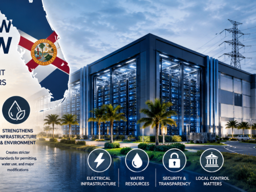 Florida’s new SB 484 law gives Florida communities more control over hyperscale data center development while protecting ratepayers, infrastructure, electricity costs, water resources, and local zoning authority across the state.