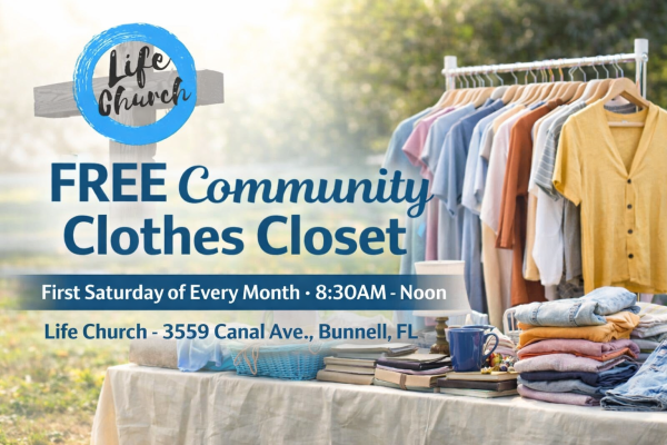 Free Community Clothes Closet – Life Church, Bunnell