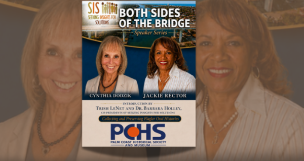 Community speaker series featuring Cynthia Dolzik and Jackie Rector discussing the collection and preservation of Flagler County oral histories on June 27, 2026 10am.