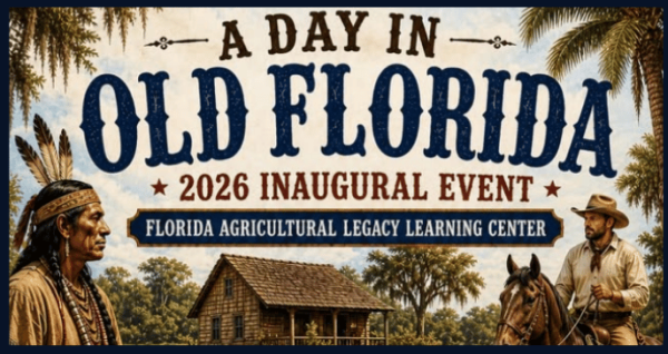 A Day in Old Florida living history event showcasing historic encampments, cow hunters, and trading post details.